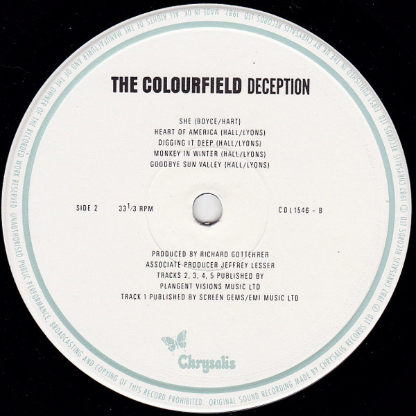 The Colourfield - Deception | Chrysalis (CDL 1546) - 4
