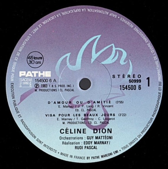 Céline Dion - D'amour Ou D'amitié | Pathé (154500 6) - 3 Céline Dion - D'amour Ou D'amitié | Pathé (154500 6) - 3