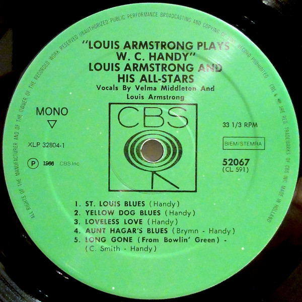 Louis Armstrong - Louis Armstrong Plays W. C. Handy | CBS (52067) - 3