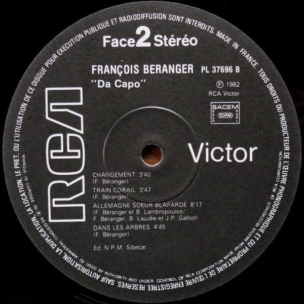 François Béranger - Da Capo | RCA Victor (PL 37696) - 4 François Béranger - Da Capo | RCA Victor (PL 37696) - 4