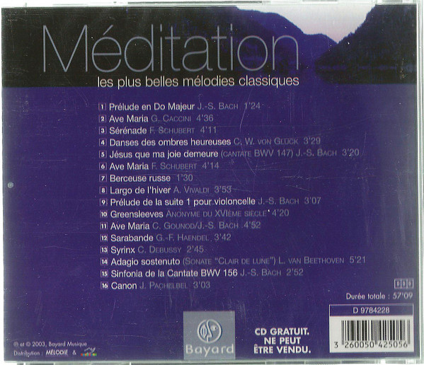 Various - Méditation Les Plus Belles Mélodies Classiques | Bayard Musique (D 9784228) - 2