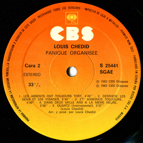 Louis Chedid - Panique Organisée | CBS (CBS 25441) - 4 Louis Chedid - Panique Organisée | CBS (CBS 25441) - 4