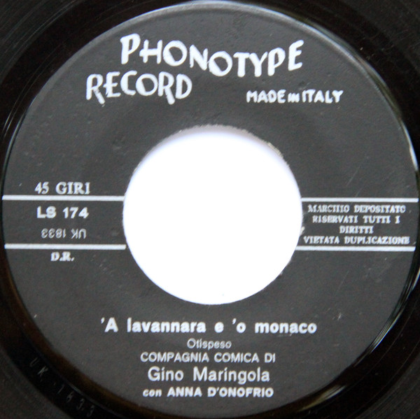 Gino Maringola E La Sua Compagnia Comica Con Anna D'Onofrio - 'A Lavannara E 'O Monaco / 'Na Lettera Amorosa | Phonotype Record (LS 174) - 3 Gino Maringola E La Sua Compagnia Comica Con Anna D'Onofrio - 'A Lavannara E 'O Monaco / 'Na Lettera Amorosa | Phonotype Record (LS 174) - 3