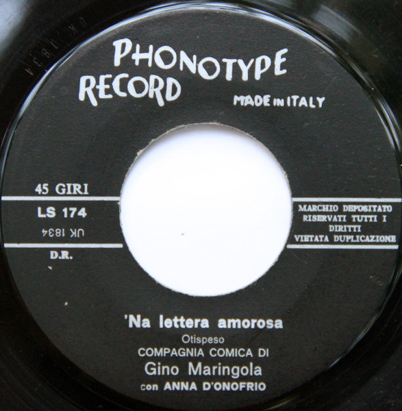 Gino Maringola E La Sua Compagnia Comica Con Anna D'Onofrio - 'A Lavannara E 'O Monaco / 'Na Lettera Amorosa | Phonotype Record (LS 174) - 4 Gino Maringola E La Sua Compagnia Comica Con Anna D'Onofrio - 'A Lavannara E 'O Monaco / 'Na Lettera Amorosa | Phonotype Record (LS 174) - 4