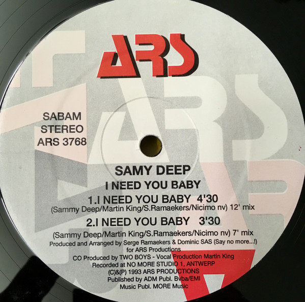 Samy Deep - I Need You Baby | ARS Productions (ARS 3768) - main