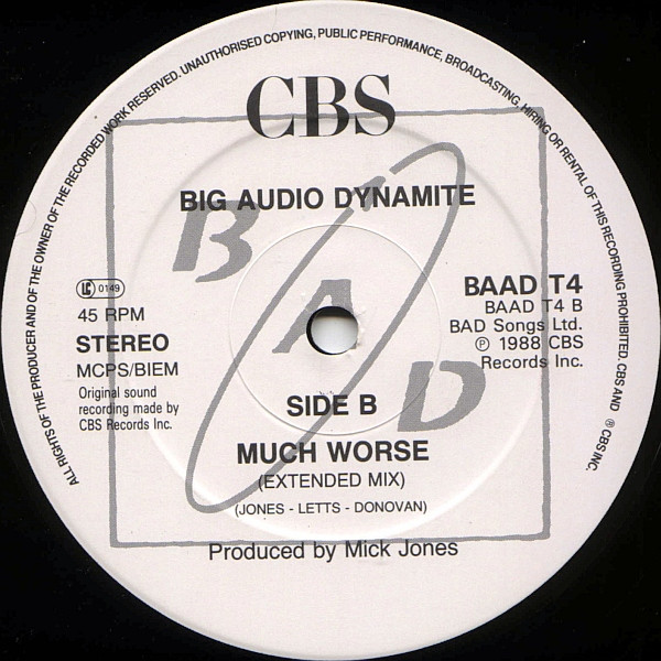 Big Audio Dynamite - Just Play Music! | CBS (BAAD T4) - 2