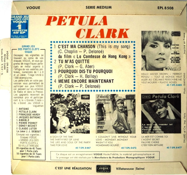 Petula Clark - C'est Ma Chanson | Disques Vogue (EPL 8 508) - main