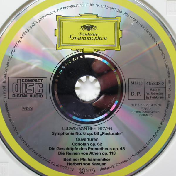 Ludwig van Beethoven : Berliner Philharmoniker , Herbert von Karajan - Symphony No. 6 "Pastoral", Overtures: "The Creatures Of Prometheus", "The Ruins Of Athens", "Coriolan" | Deutsche Grammophon (415 833-2) - 3