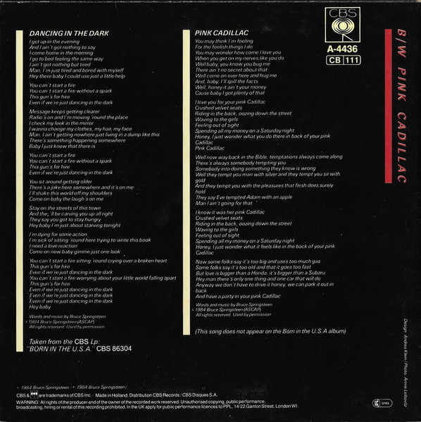 Bruce Springsteen - Dancing In The Dark | CBS (A-4436) - 2