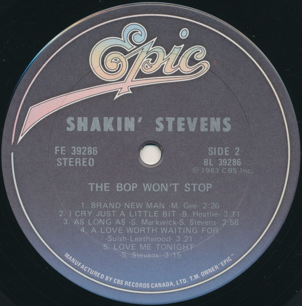 Shakin' Stevens - The Bop Won't Stop | Epic (FE 39286) - 4 Shakin' Stevens - The Bop Won't Stop | Epic (FE 39286) - 4