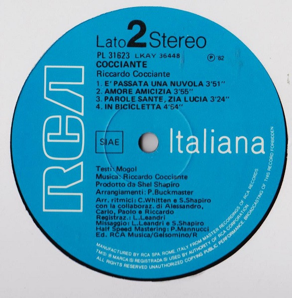 Riccardo Cocciante - Cocciante | RCA (PL 31623) - 4