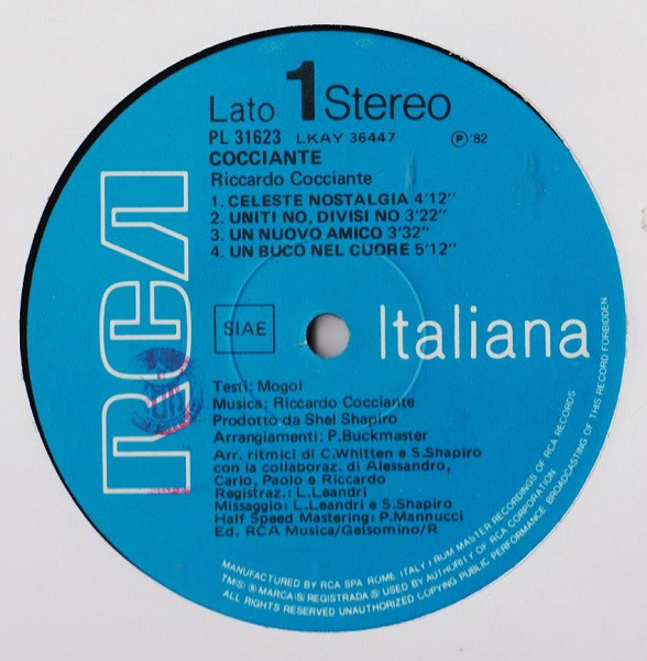 Riccardo Cocciante - Cocciante | RCA (PL 31623) - 3