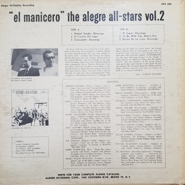 The Alegre All Stars - El Manicero - Vol. 2 | Alegre Records (LPA 834) - 2 The Alegre All Stars - El Manicero - Vol. 2 | Alegre Records (LPA 834) - 2