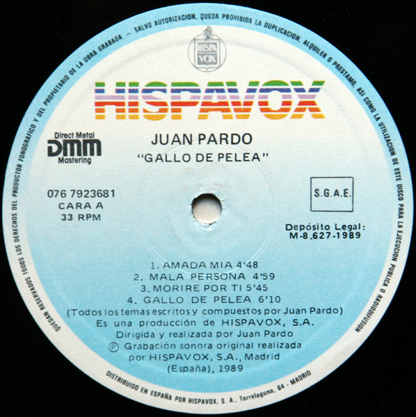 Juan Pardo - Gallo De Pelea | Hispavox (076 79 23681) - 3