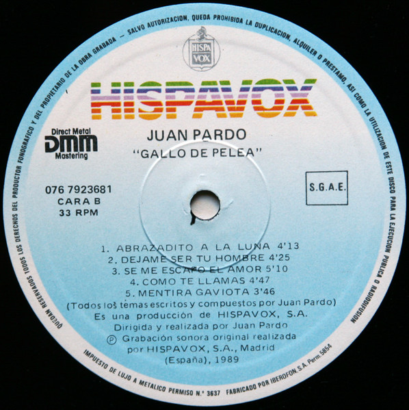 Juan Pardo - Gallo De Pelea | Hispavox (076 79 23681) - 4