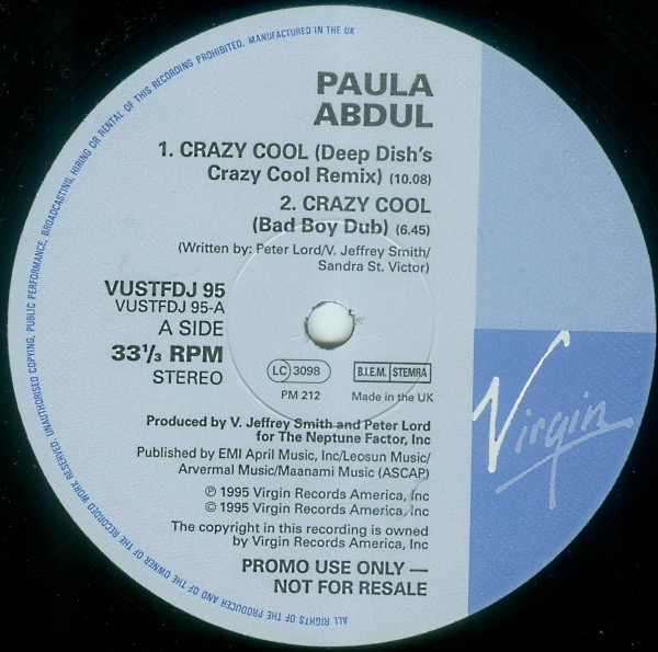 Paula Abdul - Crazy Cool | Virgin (VUSTFDJ 95) - 2 Paula Abdul - Crazy Cool | Virgin (VUSTFDJ 95) - 2