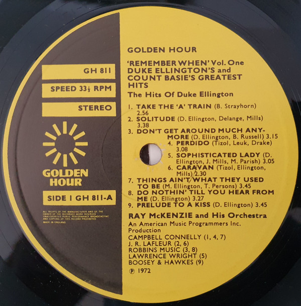 Ray McKenzie And His Orchestra - Remember When Vol.1: Count Basie's And Duke Ellington's Greatest Hits | Golden Hour (GH 811) - 4