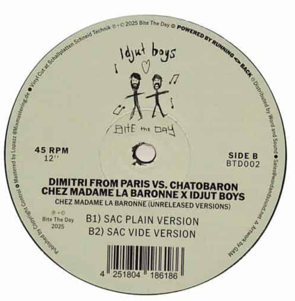 Dimitri From Paris Vs. Chatobaron X Idjut Boys - Chez Madame La Baronne (Unreleased Versions) | Bite The Day (BTD002) - 3
