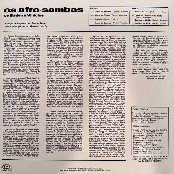 Baden Powell E Vinicius De Moraes - Os Afro Sambas | Ojo De Mujer (OJO25008) - 2 Baden Powell E Vinicius De Moraes - Os Afro Sambas | Ojo De Mujer (OJO25008) - 2