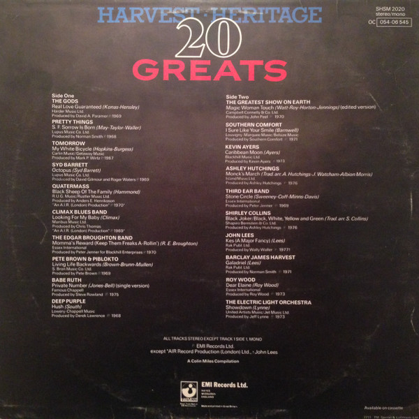 Various - Harvest Heritage 20 Greats | Harvest (SHSM 2020) - 2