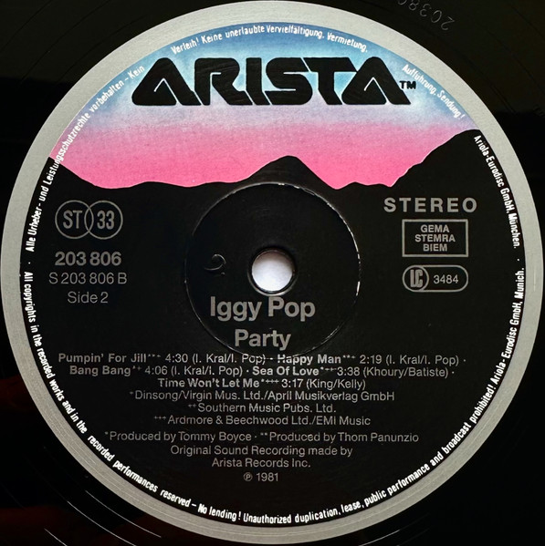 Iggy Pop - Party [Vinyl] | Arista (203 806) - 4