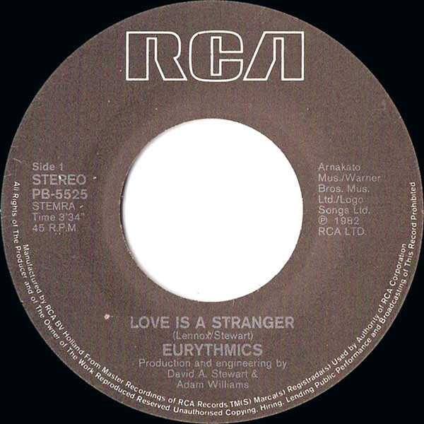 Eurythmics - Love Is A Stranger | RCA (PB-5525) - 3
