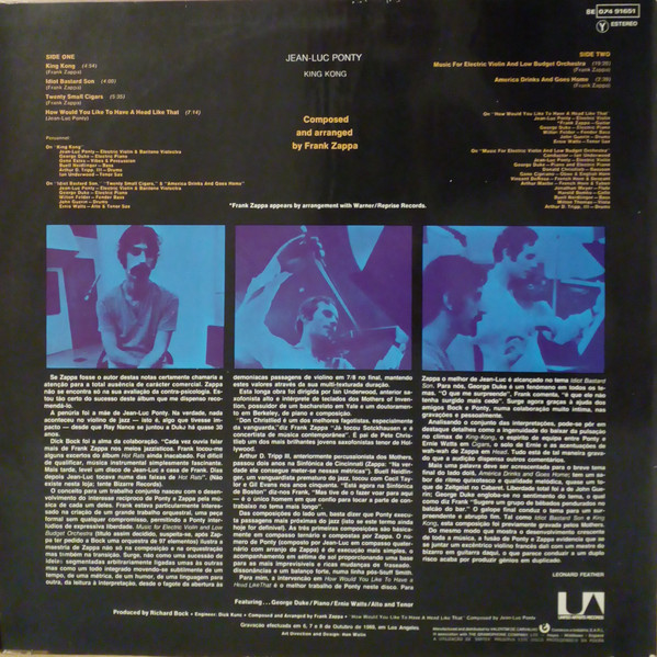 Jean-Luc Ponty - King Kong | United Artists Records (8E 074 91651) - 2