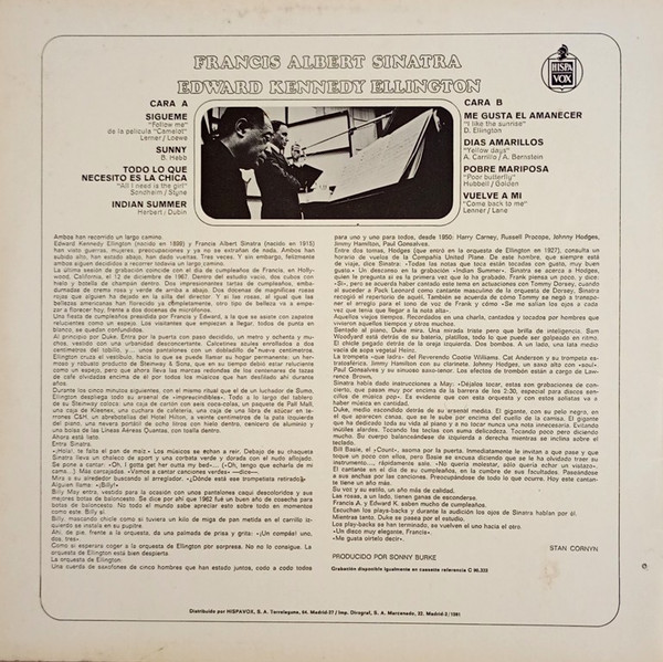 Frank Sinatra , Duke Ellington - Sinatra Y Ellington - Vinilo | Hispavox (S 90.333) - 2 Frank Sinatra , Duke Ellington - Sinatra Y Ellington - Vinilo | Hispavox (S 90.333) - 2