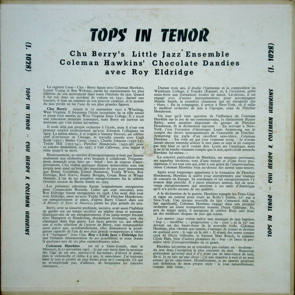 Chu Berry & His Little Jazz Ensemble / The Chocolate Dandies - Tops In Tenor | Guilde Du Jazz (J.1028) - 2