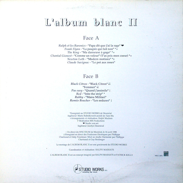 Various - L'album Blanc II | Studio Works, Montreal (WRC1-5875) - 2