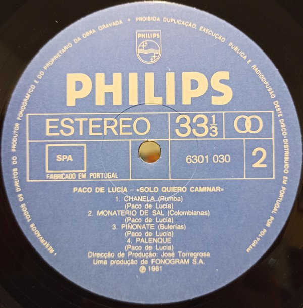 Paco De Lucía - Solo Quiero Caminar | Philips (63 01 030) - 4