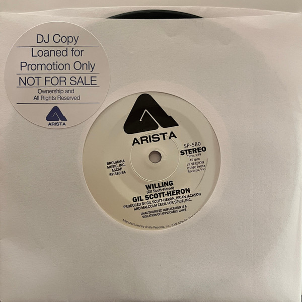 Gil Scott-Heron - Willing (Dope Jams Extended Version) | Arista (SP-580) - 4 Gil Scott-Heron - Willing (Dope Jams Extended Version) | Arista (SP-580) - 4