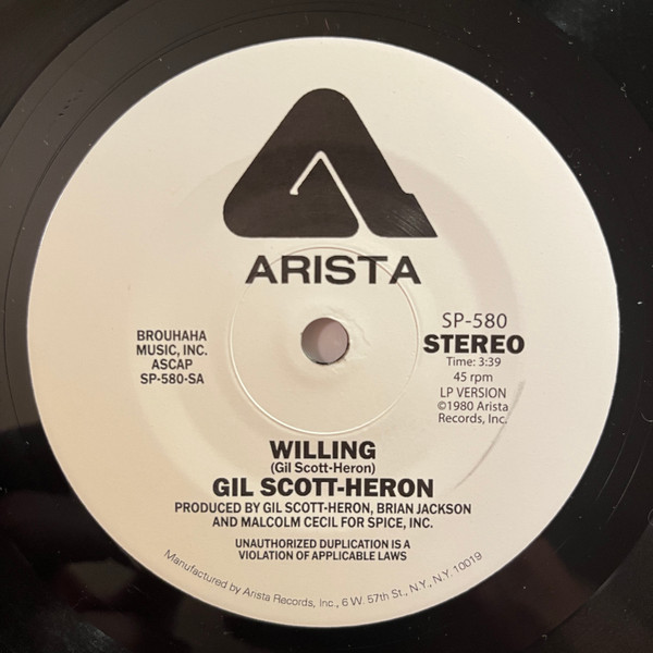 Gil Scott-Heron - Willing (Dope Jams Extended Version) | Arista (SP-580) - 2 Gil Scott-Heron - Willing (Dope Jams Extended Version) | Arista (SP-580) - 2