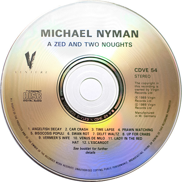 Michael Nyman - A Zed And Two Noughts | Venture (CDVE 54) - 4