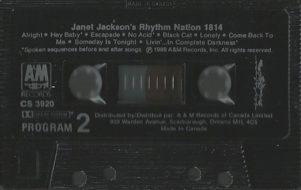 Janet Jackson - Rhythm Nation 1814 [Cassette] | A&M Records (CS 3920) - 4