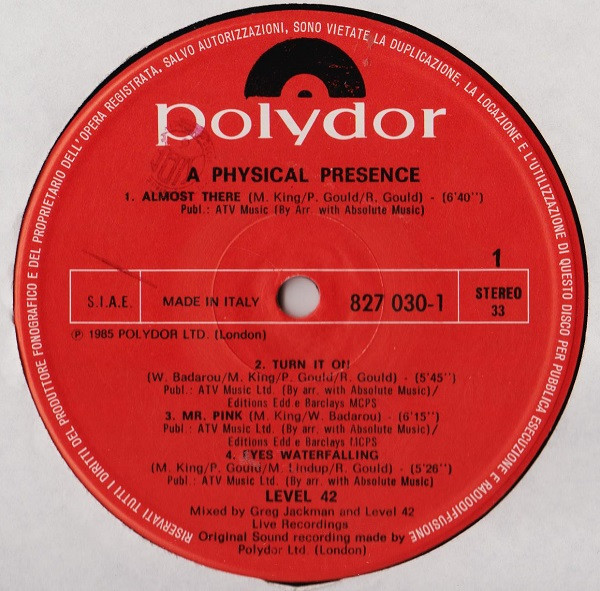 Level 42 - A Physical Presence | Polydor (825 677-1) - 3