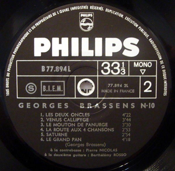 Georges Brassens - Brassens | Philips (B 77.894 L) - 4