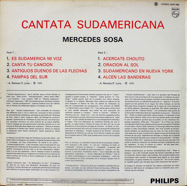 Mercedes Sosa - Cantata Sudamericana | Philips (6347 080) - 2