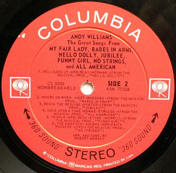 Andy Williams - The Great Songs From My Fair Lady | Columbia (CS 9005) - 4 Andy Williams - The Great Songs From My Fair Lady | Columbia (CS 9005) - 4