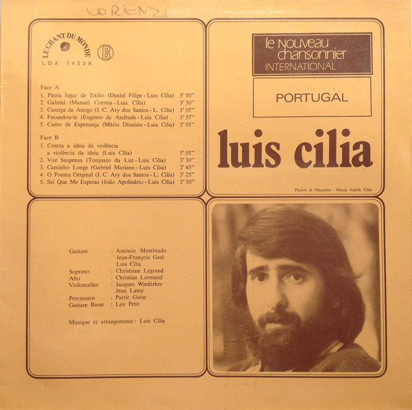 Luis Cilia - Contra A Ideia Da Violência, A Violência Da Ideia | Le Chant Du Monde (LDX 74538) - 2