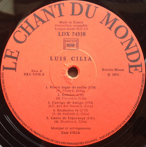 Luis Cilia - Contra A Ideia Da Violência, A Violência Da Ideia | Le Chant Du Monde (LDX 74538) - 3