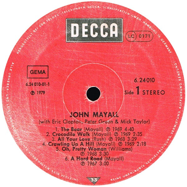 John Mayall - John Mayall With Peter Green, Eric Clapton & Mick Taylor | Decca (6.24010 AL) - 3