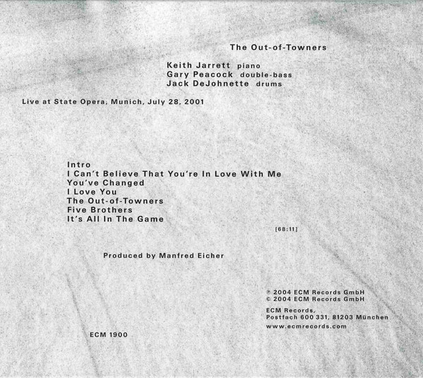 Keith Jarrett / Gary Peacock / Jack DeJohnette - The Out-Of-Towners | ECM Records (ECM 1900) - 2 Keith Jarrett / Gary Peacock / Jack DeJohnette - The Out-Of-Towners | ECM Records (ECM 1900) - 2