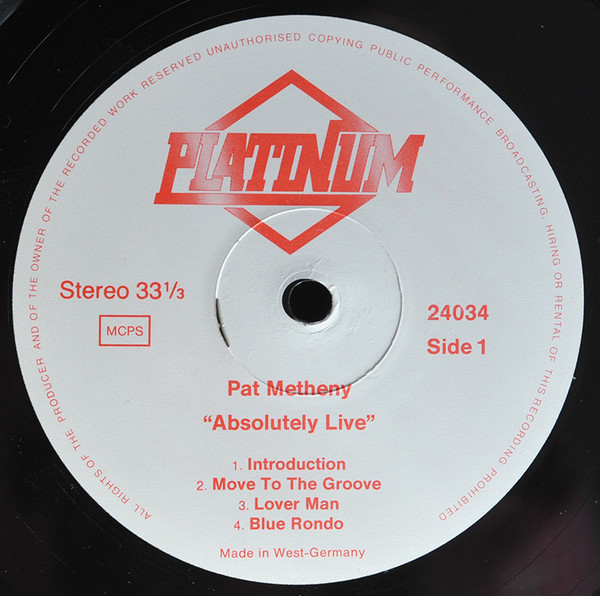 Pat Metheny - Absolutely Live | Platinum (PLP 17) - 3 Pat Metheny - Absolutely Live | Platinum (PLP 17) - 3