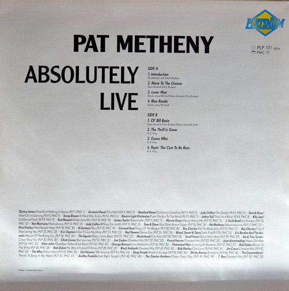 Pat Metheny - Absolutely Live | Platinum (PLP 17) - 2 Pat Metheny - Absolutely Live | Platinum (PLP 17) - 2