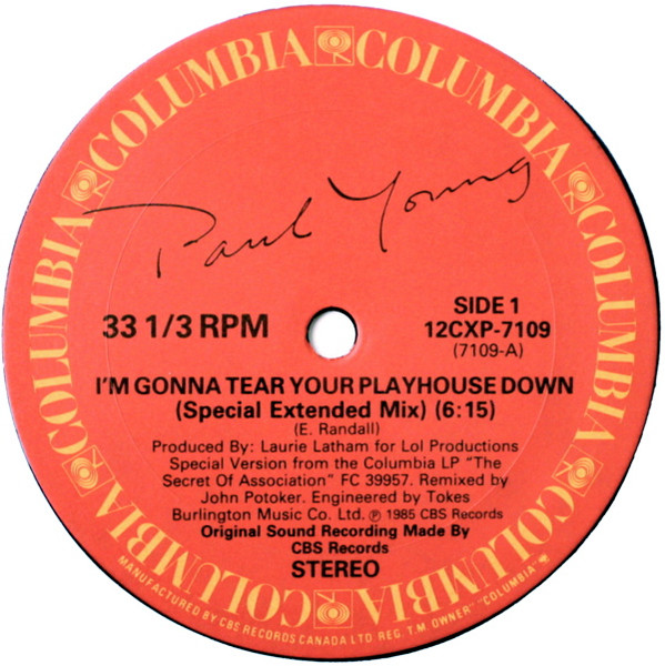 Paul Young - I'm Gonna Tear Your Playhouse Down (12") [Vinyl] | Columbia (12CXP-7109) - 3