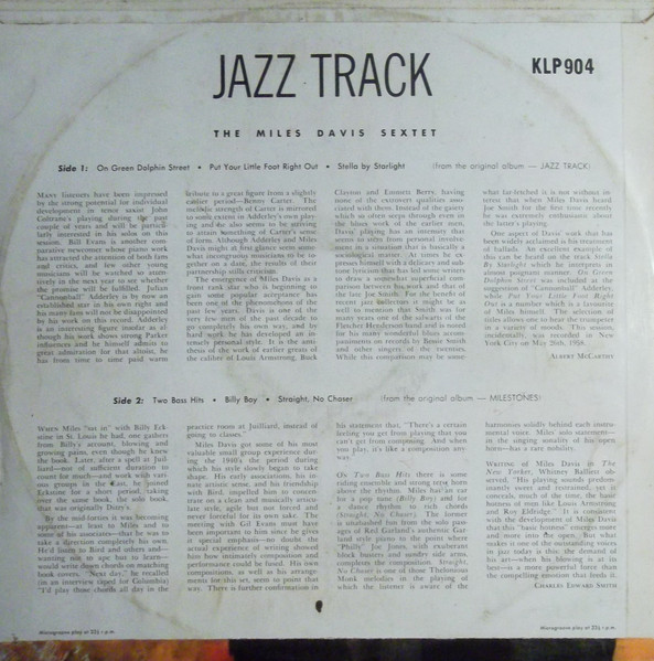 Miles Davis - Jazz Track | Coronet (KLP 904) - 2 Miles Davis - Jazz Track | Coronet (KLP 904) - 2