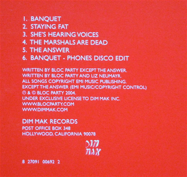 Bloc Party - Bloc Party EP | Dim Mak Records (DM069) - 3