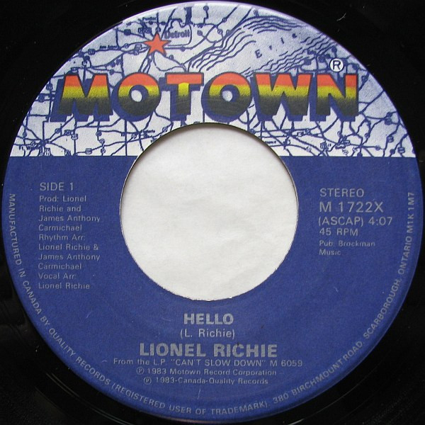 Lionel Richie - Hello | Motown (M 1722X) - main
