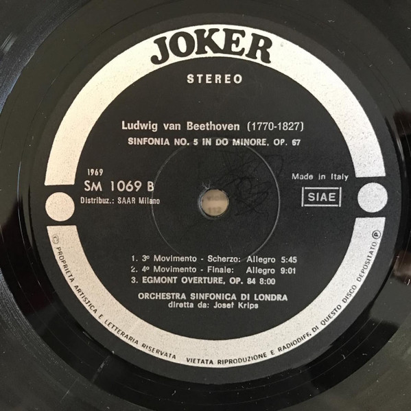 Ludwig Van Beethoven , London Symphony Orchestra , Josef Krips - Sinfonia N°5 Op. 67 | Joker (SM 1069) - 4